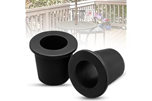 CANIPHA 2Pcs Patio Table Umbrella Hole Ring Plug, Silicone Pool Sleeve Stabilizer Cone Wedge, Table Insert for 2-2.5 Inch Hole or 1.5 Inch Adapter (Black)