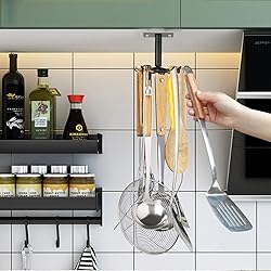 Kitchen Rotating Utensils Hooks, Matte Black