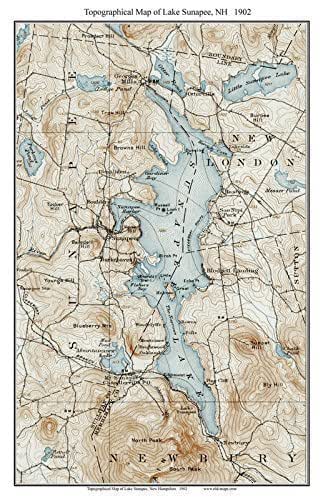 Amazon.com: Lake Sunapee - ca 1902 USGS Old Topographical Map Custom