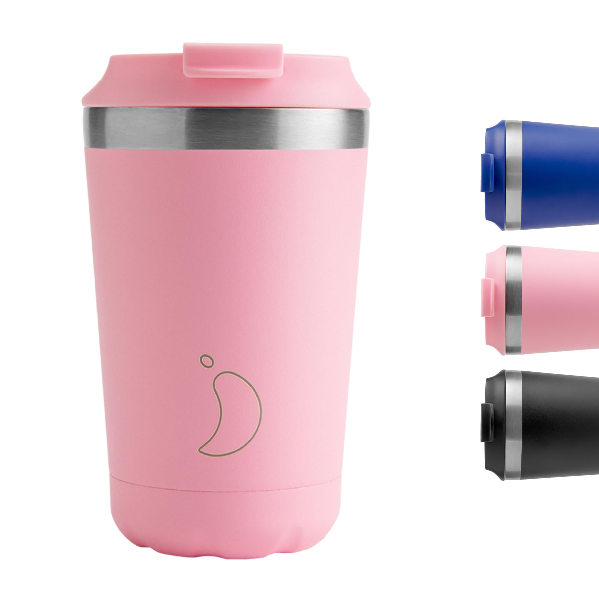 Chilly's Original Coffee Cup - Thermal Mug For Cold & Hot Drinks - Leak-Proof Travel Mug with Lid - Double Walled Vacuum Insulated Mug - Stainless Steel - Pastel Pink, 340ml