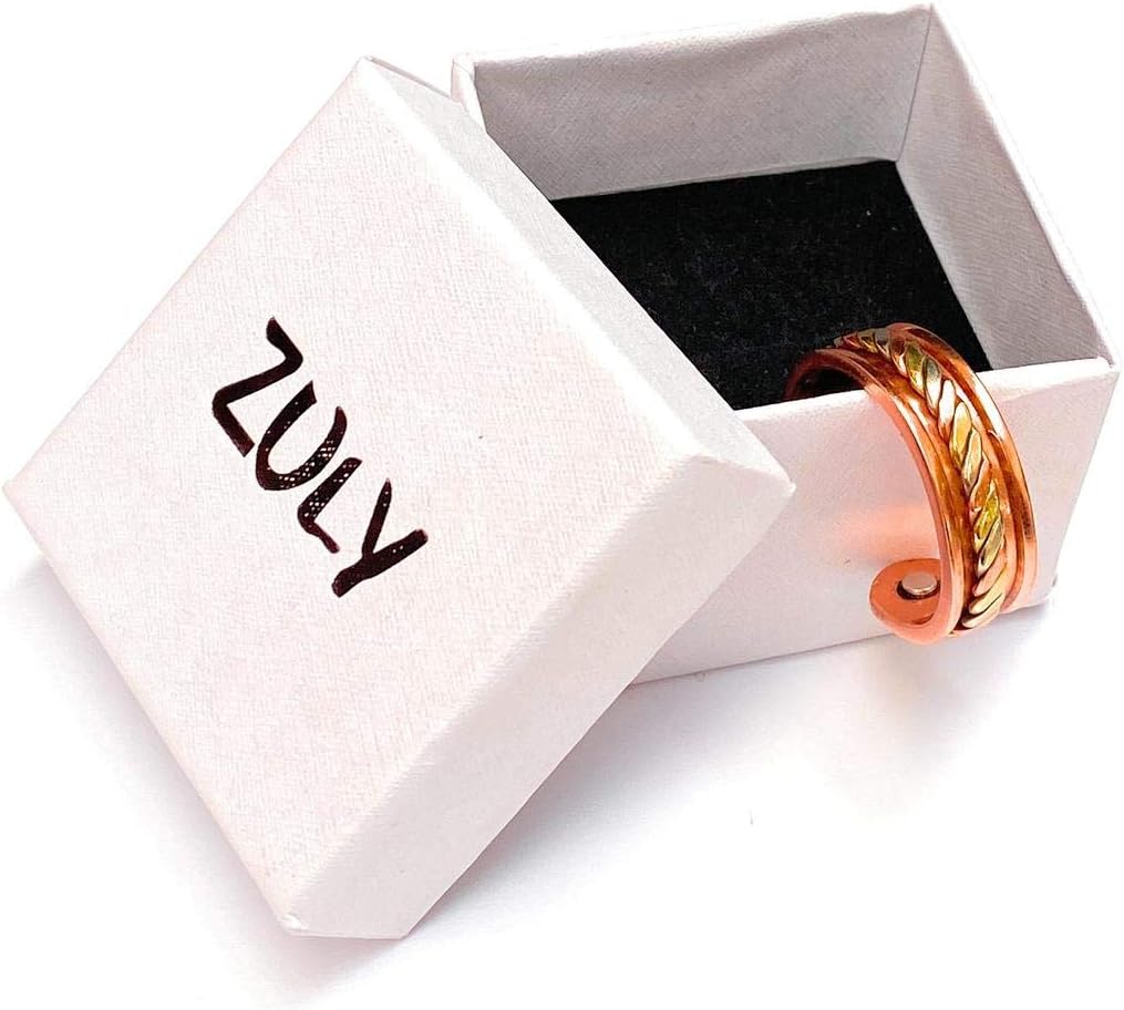 Therapy Magnetic Elegant Pure Copper Ring Original Healing Pain Relief for Arthritis, Carpal Tunnel, Joint Pain Relief Pure Copper Ring with Adjustable Size: Health & Personal Care