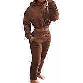 Akmipoem Sweatsuits for Women Set 2 Piece Tracksuits Outfits Casual Long Sleeve Crop Hoodie Jogger Pants Matching Sets