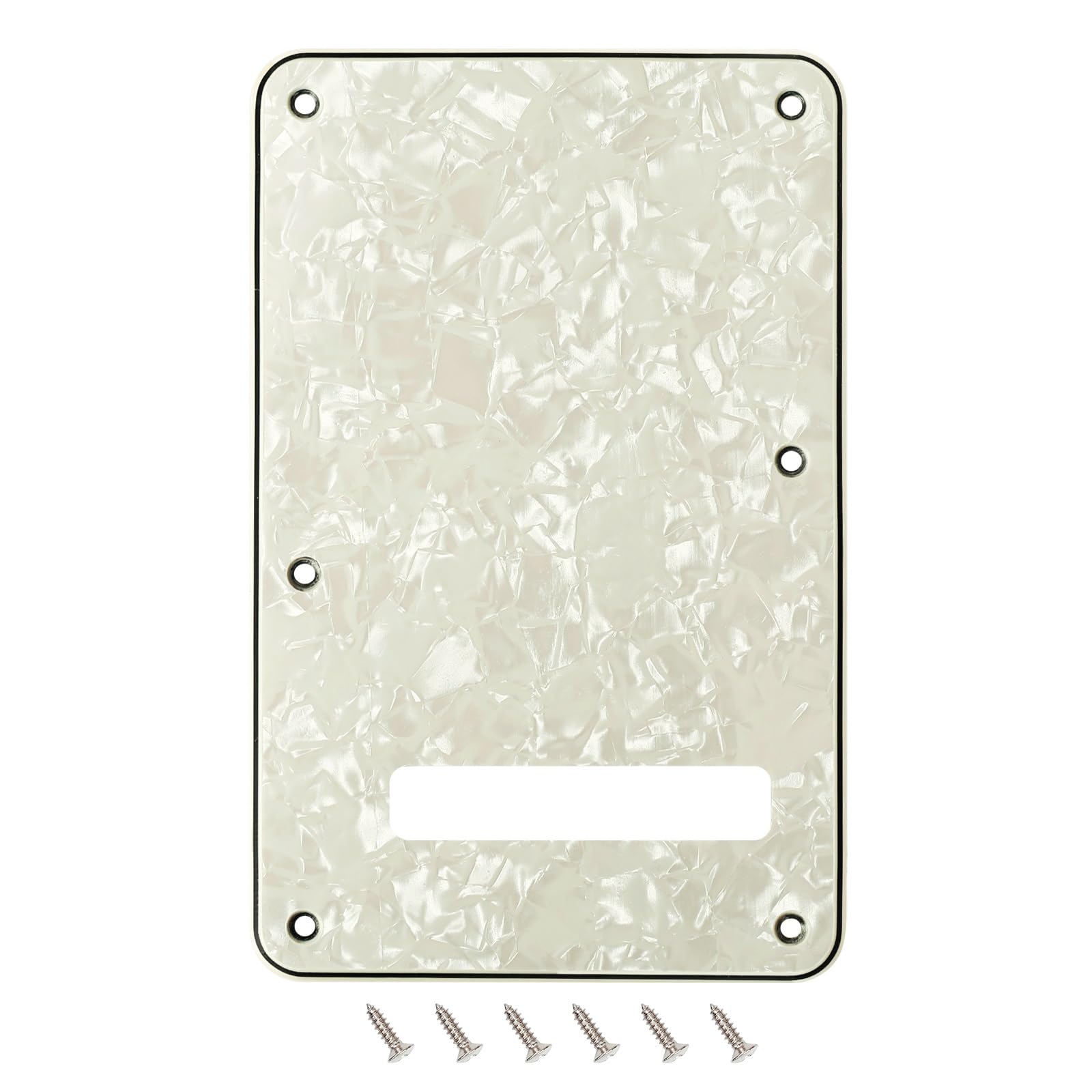 Banworks Electric Guitar 4 Ply Backplate 6-Hole Trem Tremolo Cover for USA/Mexican Standard Strat ST JT/HGB-01 Vintage WhitePearl