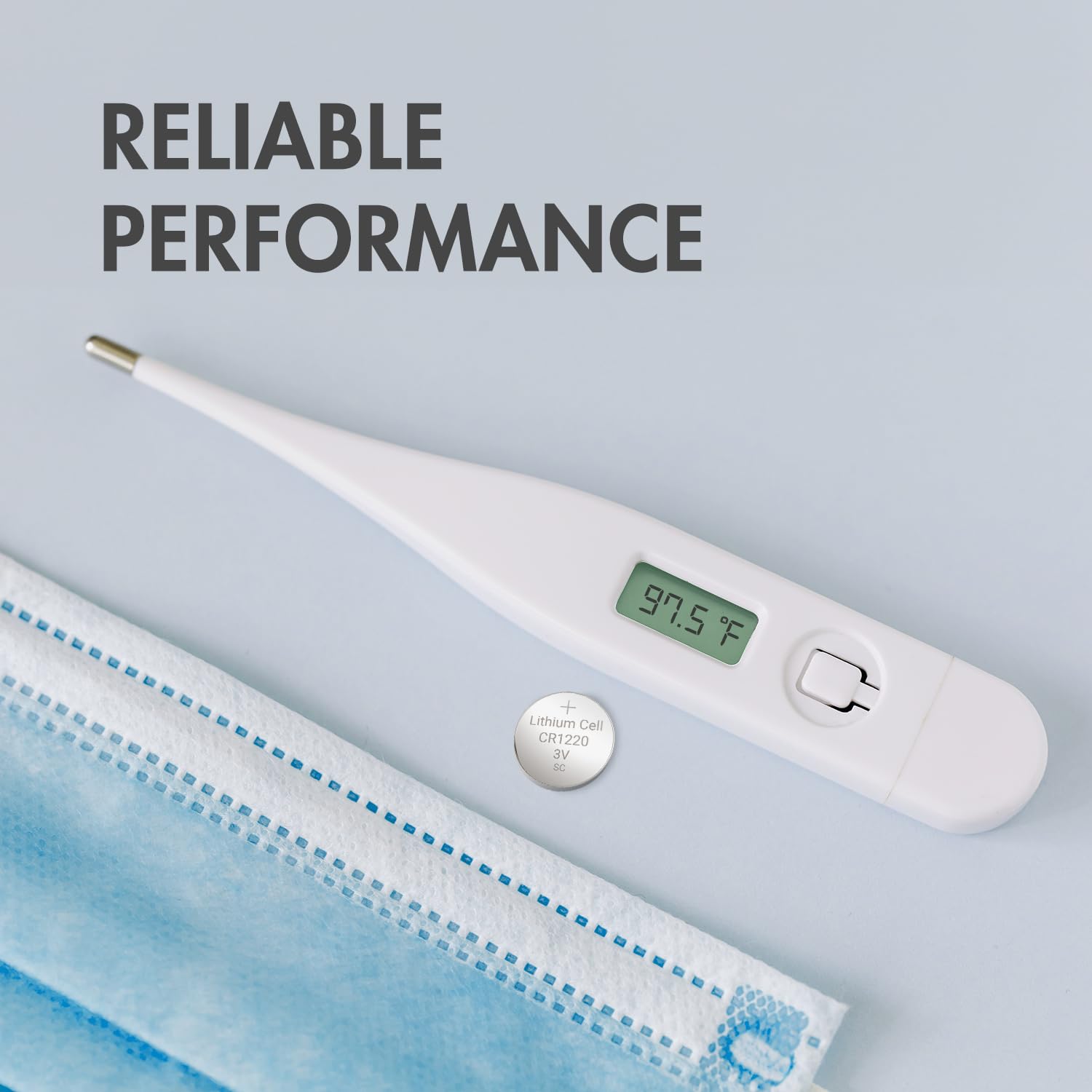 Tenergy CR1220 3V Lithium Button Cell Battery, for Keys, Watches, Accessories, 5 Count