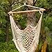 Z ZTDM Hanging Rope Hammock Chair, Large Brazilian Hammock Net Chair Porch Chair Swing Seat for Indoor Outdoor Patio Lawn Garden Backyard - Max. 330 Lbs (Beige)