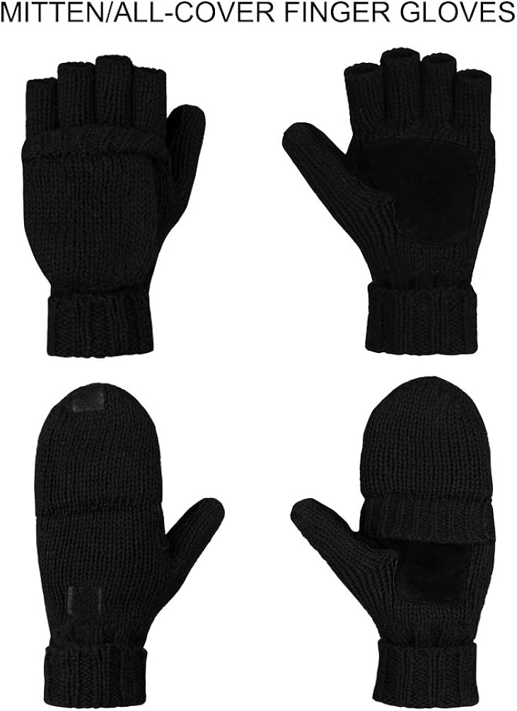 VBIGER Winter Gloves Warm Wool Mittens With Mitten Cover at  Men’s Clothing store