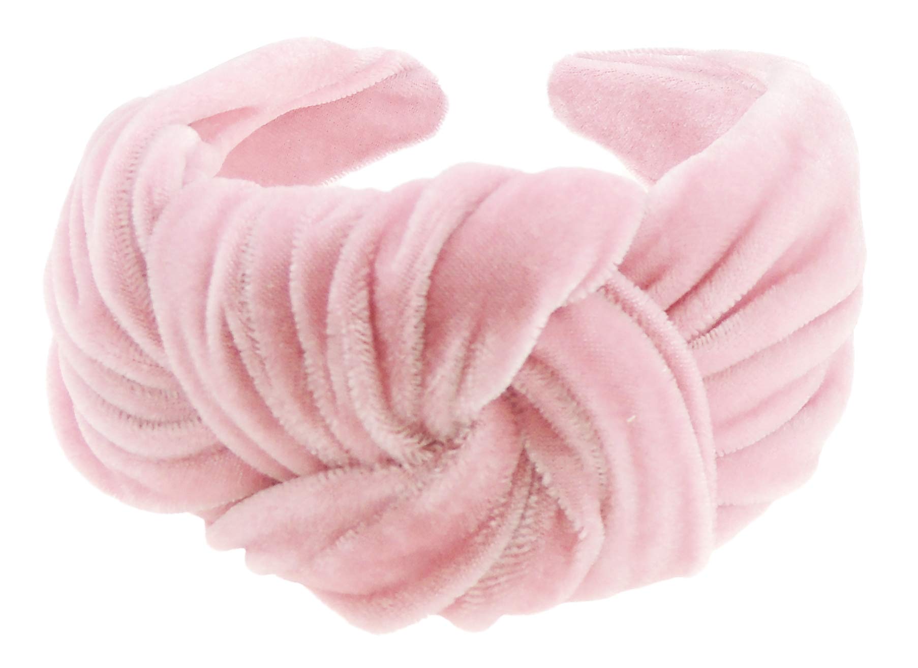 Velvet Knotted Top Knot Twist Twisted Turban Extra Wide Thick Fashion Formal Evening Boho Vintage Headband Alice Band Women Hair Accessory Hairband Birthday Wedding Guest Bridesmaid (Baby Pink) — image 1
