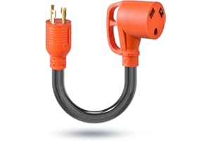 H HZXVOGEN HZXVOGEN 4 Prong 30 Amp to 50 Amp RV Generator Adapter Cord, L14-30P Twist Lock Male Plug to TT30R Female 12 Inch STW 10 AWG Heavy Duty with Grip Handle for RV Trailer Camper, Orange, ETL Listed