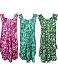 Lots Of 3 Womens Caftan Tank Dress Sleeveless Button Front Summer Beach Cover Up Dresses M/L