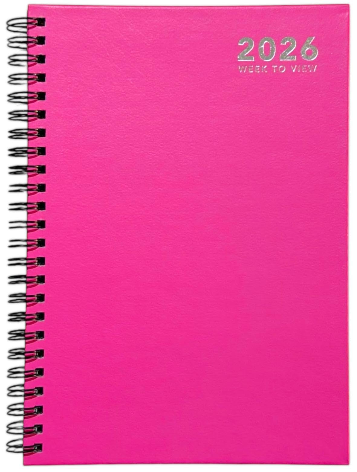 Orbitron 2026 Diary A5 Week to View Wiro Hardback Full Year Organiser Calendar Planner (Pink)