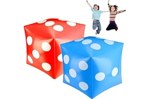 Inflatable Dice 2PCS 11.8x11.8 Inch Big Dice PVC Large Blow up for Indoor Outdoor Beach Pool Party Game Blue and Red