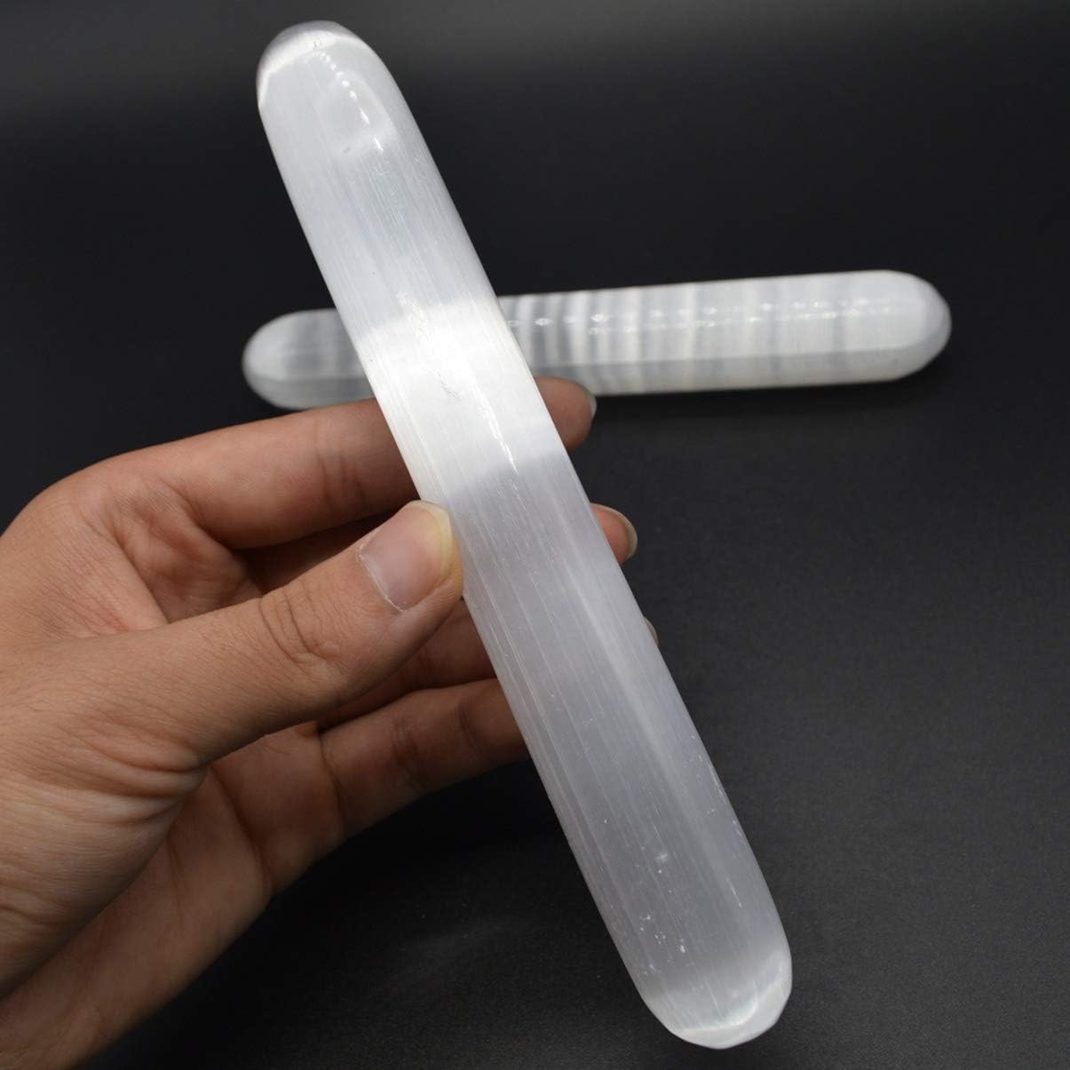 1pc Natural Crystal Selenite Quartz Smooth Women Health Gypsum Stones Massage Wands Point for Sale