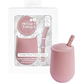 ezpz Mini Cup + Straw Training System (Blush) - 9 Months+ | 100% Silicone Training Cup for Infants + Toddlers - Designed by a Pediatric Feeding Specialist