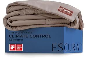 ESCURA Tw® Climate Control Comforter, Full/Queen, German Patented PCM Down Alternative All-Season Design for Hot Sleepers & Night Sweats, Bamboo Lightweight Breathable Hypoallergenic Blanket