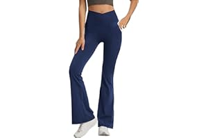 Jinhiteam Leggings with Pockets for Girls Solid Black Stretch High Waist Tummy Control Workout Dance Bootcut Yoga Pants