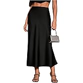 GORGLITTER Women's Satin Long Skirts High Waisted Flowy A Line Silk Elegant Maxi Skirt Country Concert Outfits