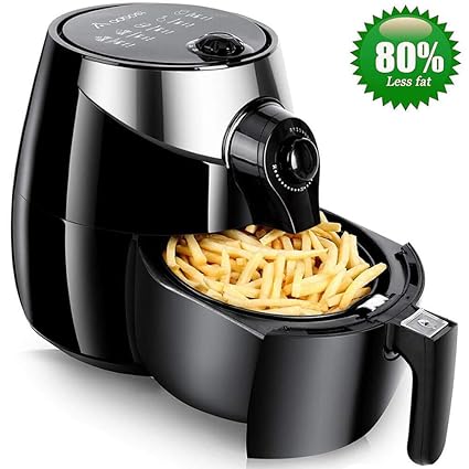 Heißluftfritteuse, Aobosi Fritteuse Heissluft ohne Fett, 3,5-Liter-Pfanne und 2,5-Liter-Korb, Metall-Hohlraum-Design, Kein Ge