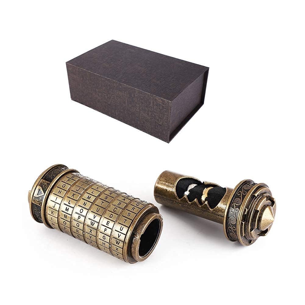 Hztyyier Da Vinci Code Cryptex Letter Password Lock Ring Holder Valentine's Day Birthday Gift With Rings for Her Crafts