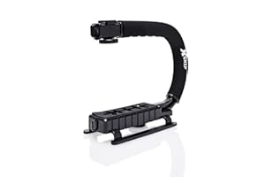 Opteka X-Grip Professional Camera/Camcorder Action Stabilizing Handle with Accessory Shoe for Flash, Mic, or Video Light (Black)