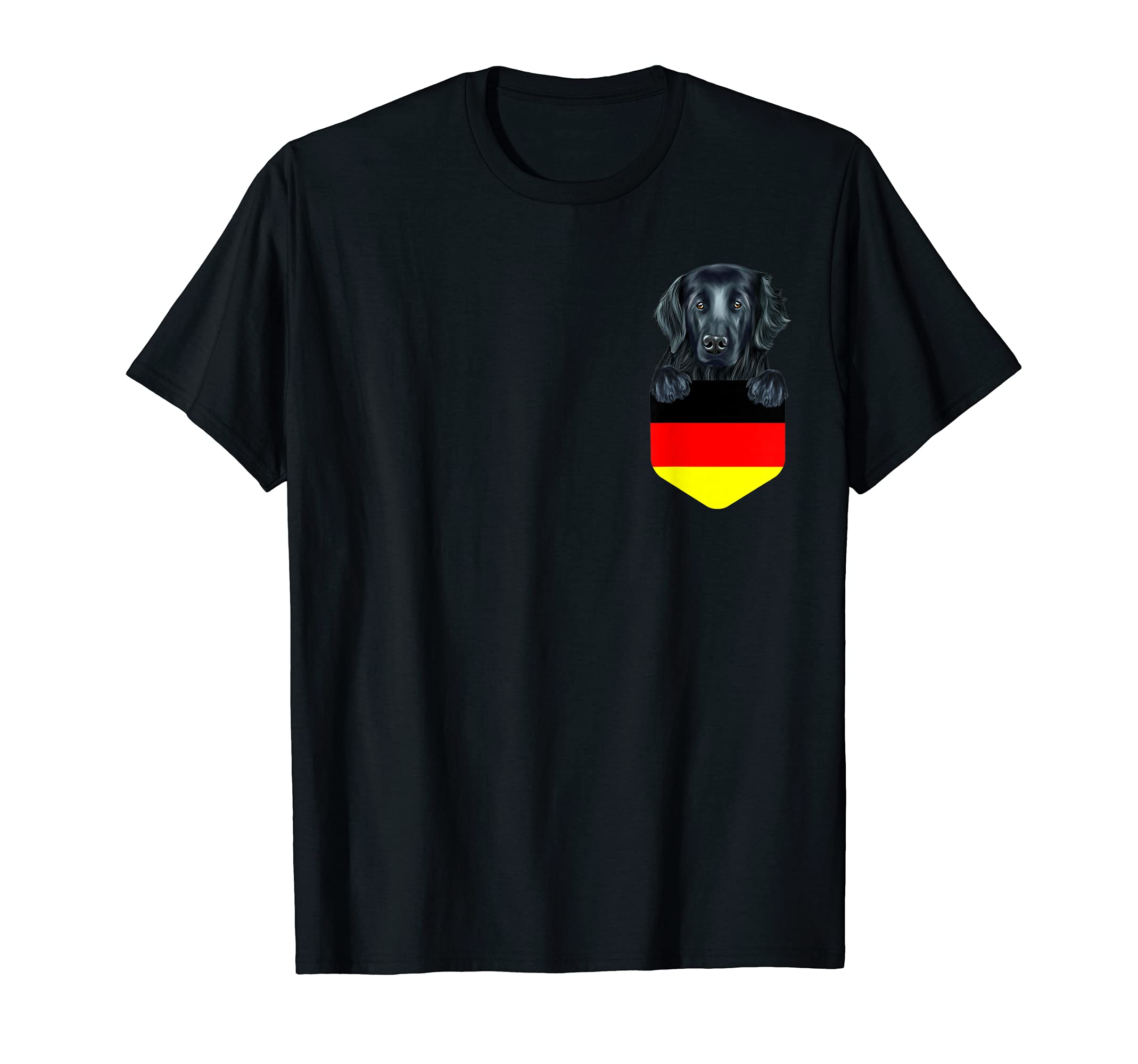 Germany Flag Flat-Coated Retriever Dog In Pocket T-Shirt