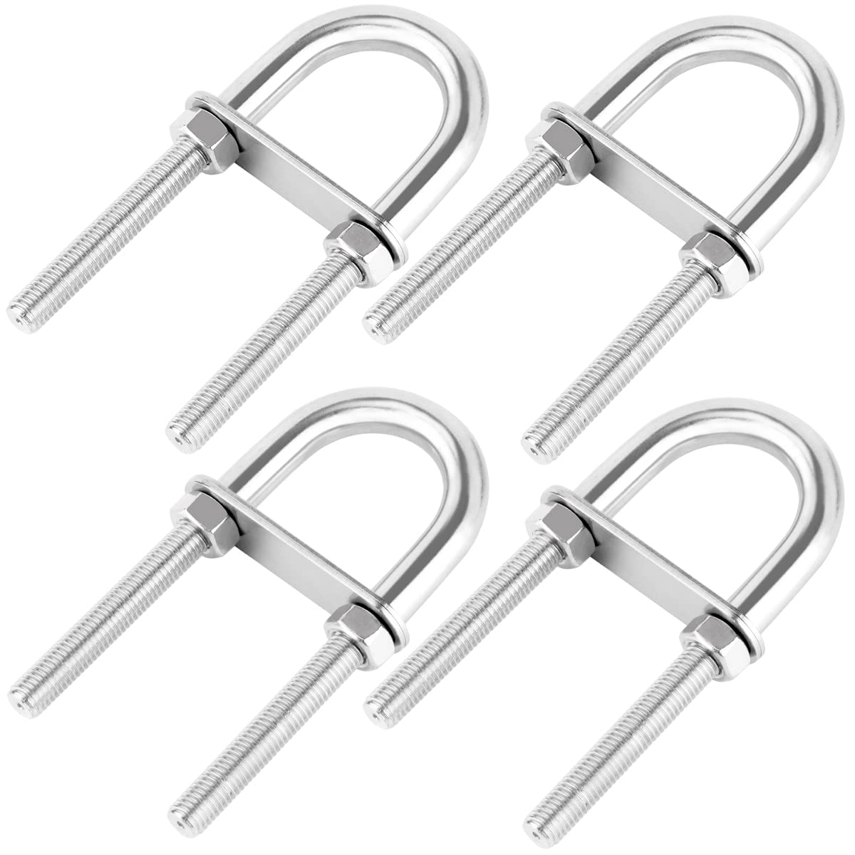 Metal Round M5 U Bolt, Stainless Steel U Shape Bolts Length Steel with Hex Nut, Plate, Washer forr Attaching Piping Conduit Cable Tube Brackets Boat Trailer