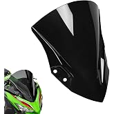 Double Bubble Windshield Fit for Ninja 400 2018-2026, Black | Highway Wind Protection, Aerodynamic Profile, Durable PC Material, Reduced Wind Buffeting, Sport Bike Styling, Easy Install
