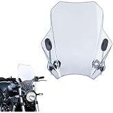 Motorcycle Universal Windshield 16.7&rdquo; Windscreen Deflector, Smoke | Compatible with Yamaha Harley Honda Kawasaki Suzuki BMW Vulcan Cruiser, Enhanced Wind Protection, 7/8" 1" 1 1/8" Handlebars