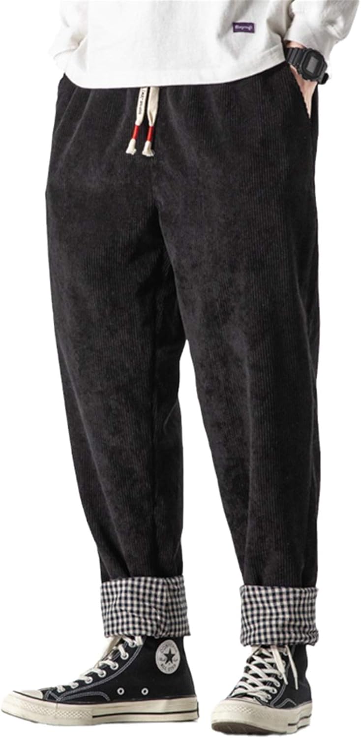 USTZFTBCL Corduroy Winter Pants Men Joggers Sweatpants Japanese Streetwear Men Pants Trousers 