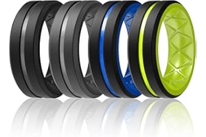 Egnaro Silicone Ring Men 1/4/6 Multipack Breathable Mens Silicone Rubber Bands Wedding Rings for Men Engagement Bands - 8mm Width 2mm Thickness