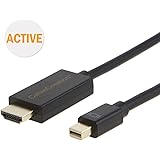 Active Mini DP to HDMI, CableCreation 6 Feet Mini DisplayPort (DP1.2) to HDMI Cable, DP to HDMI, 4K X 2K & 3D Audio/Video, Eyefinity Multi-Screen Support, 1.8 Meters/ Black