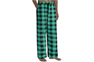 WENKOMG1 PJ Bottoms for Men 100% Cotton Buffalo Plaid Pajama Pants Casual Lounge Pants Baggy Lightweight Comfy Sleepwear