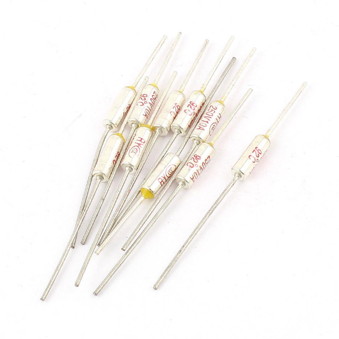 Sourcingmap 10 Pcs RY TF 92 Celsius Degree Cutoff Thermal Fuse AC 250V 10A