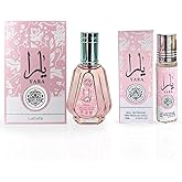 Lattafa Yara EDP Spray 50ML (1.7 OZ) & Yara Roll-On Perfume Oil CPO - 10ML (0.34 OZ) – Long Lasting Floral Fragrance for Women – Majestic Scent Bundle Gift Set