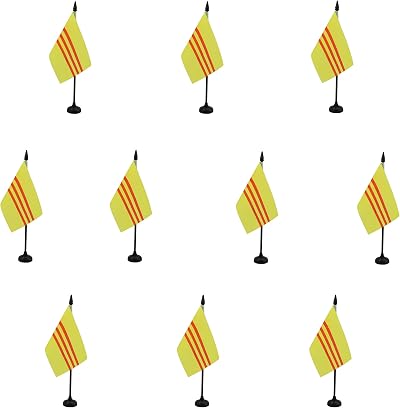 AZ FLAG Set of 10 South Vietnam Table Flags 4x6in 15x10 cm Mini Desk Flags