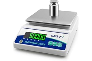 SASVY Lab Scale 5000g x 0.01g Scientific Scale g/oz/ct/lb High Precision Digital Electronic Analytical Balance for Jewelry Kitchen Laboratory School, Includes 500g Calibration Weight&Battery