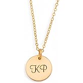 HotMixCold Customized Monogram Pendant Necklace, Personalized Engraved Initial Circle Charm Jewelry, Bridesmaid, Best Friend, Sister Gifts