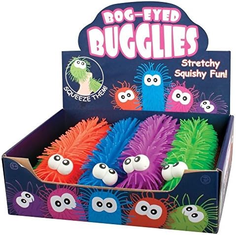 3x Fun Toy Bog Eyed Bugglies Stretch relief ball Bendy Hairy Caterpillar, New