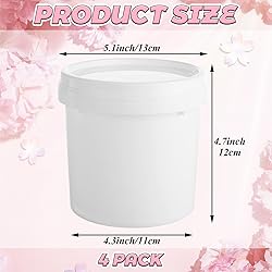 4 Pack White Plastic Pail Plastic Bucket with