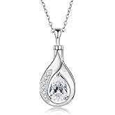 Sariel Teardrop Urn Necklace for Ashes - 925 Sterling Silver Blue Cremation Pendant Memorial Keepake Funeral Necklace Jewelry Gifts for Women Wife Mother