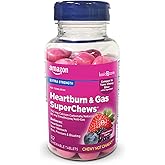 Amazon Basic Care Heartburn &amp; Gas SuperChews Chewable Tablets, Fast-Acting Relief, Mixed Berry, 82 Count (Previously SoundHealth)