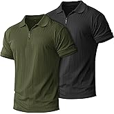 Muscle Polo Shirts for Men Slim Fit Textured Knit Polo Shirts Short Sleeve Mens Collared Shirts Casual Stylish