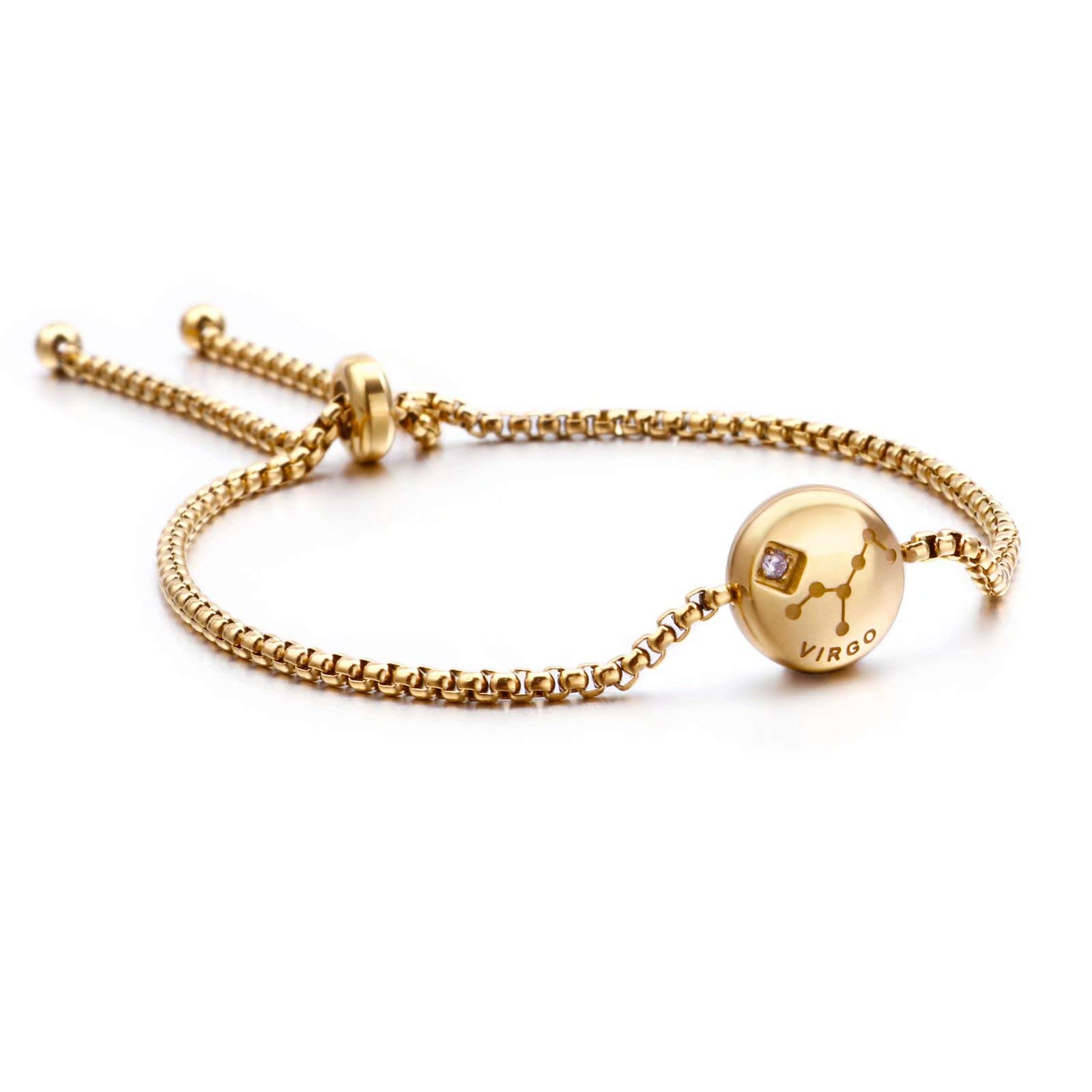 Qings Golden Constellation Bracelet Charm Zodiac Adjustable Bracelet Virgo