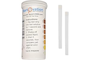 Peracetic Acid Test Strips, Extra High-Level, 0-3000 ppm [Vial of 50 Strips]