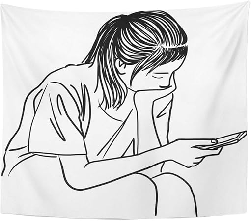 Soefipok Tapiceria Tela De Poliester Imprimir Decoracion Para El Hogar Dama Dibujo De Mujer Sexy Esperando A Alguien Telefono En Linea Colgante De Pared Tapiz Para Sala De Estar Dormitorio Dormitorio Amazon Es