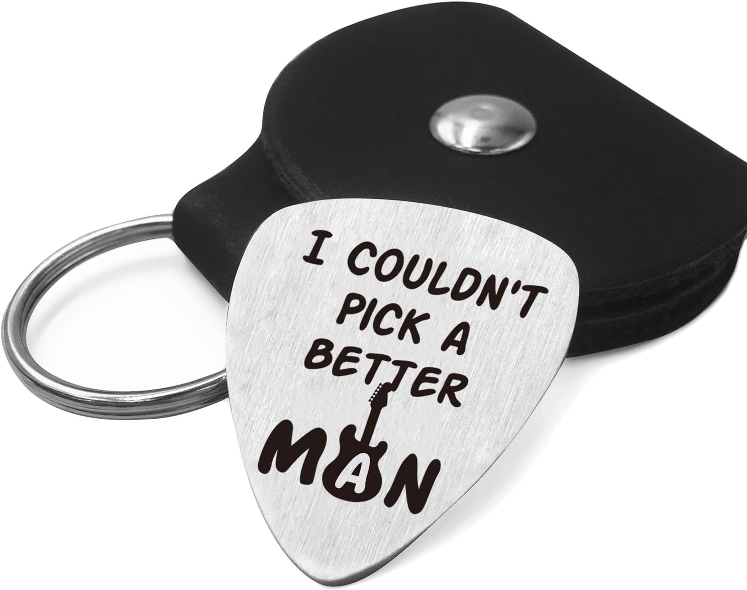Love Guitar Pick Gifts for Him Men - Stainless Steel Guitar Pick with Guitar Pick Holder Case - Musician Gift for Husband Boyfriend Fiancé Anniversary Wedding Valentines Fathers Day Christmas Gifts