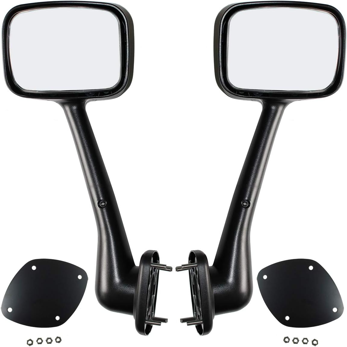 Hood Mirror Black Driver & Passenger Side with Mounting