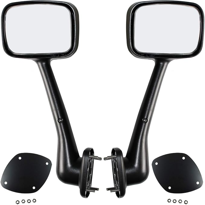 Hood Mirror Black Driver & Passenger Side with Mounting