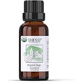 HBNO Organic Sage Essential Oil - 1 oz (30ml) - USDA Certified Organic Sage Essential Oil for Aromatherapy, Soap Making, DIY,