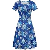 PinUp Angel Women's Cute Print Short Sleeve Unique Casual Flared A Line Party Short Dress