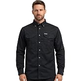 Tiger Hill Men's Long Sleeve Fishing Shirt, Cotton-Poly Quick Dry Button Down Outdoor Shirt with Vented Back &amp; Cargo Pockets